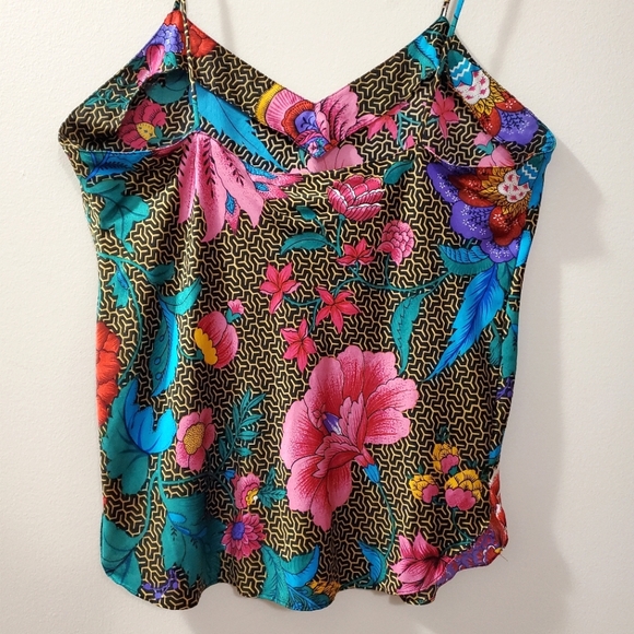 Vintage 100% Silk Patterned Camisole - Lauren Alexandra - Size S - Picture 9 of 10